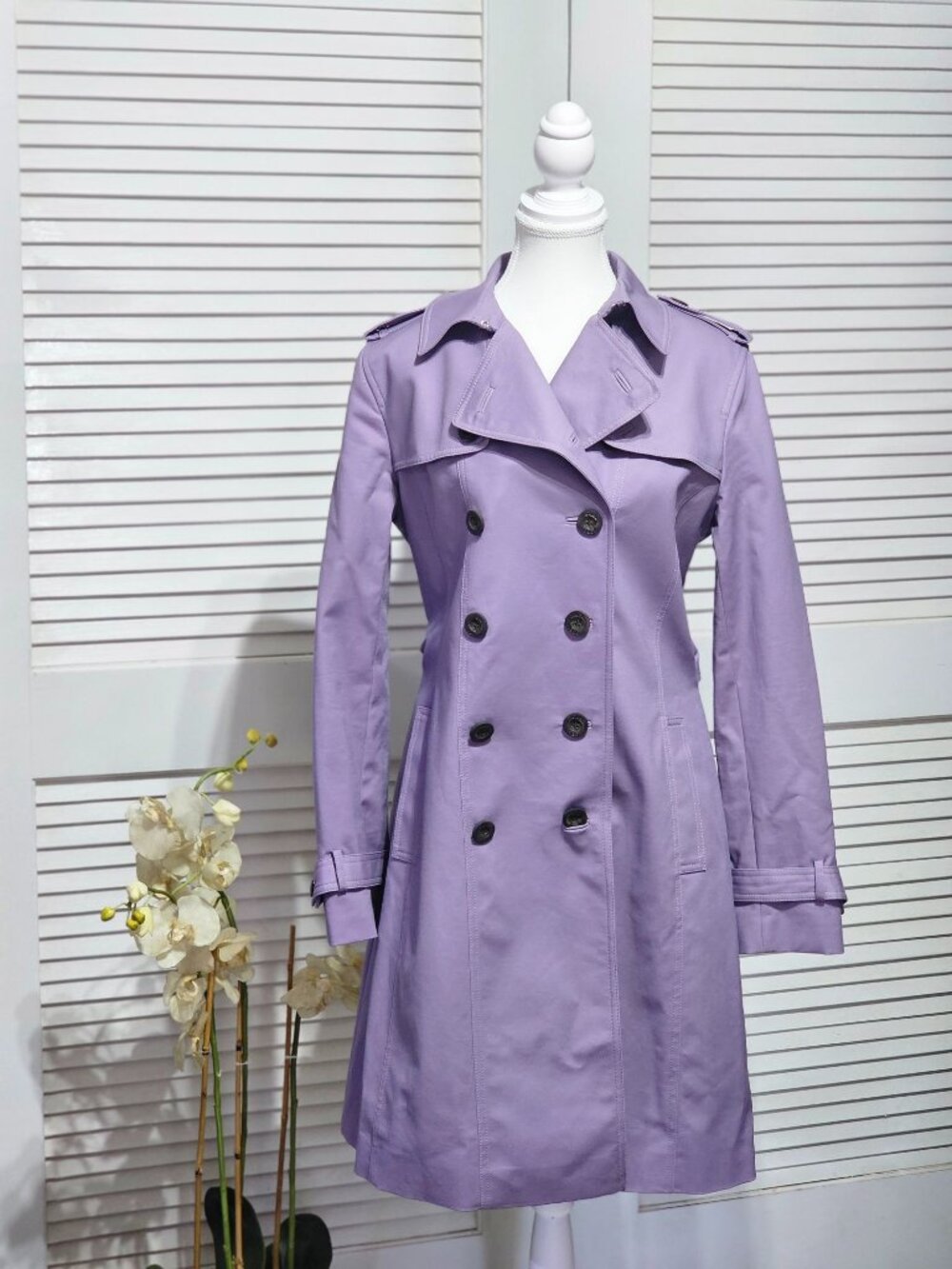 NWOT Hobbs London Women's Lavender Saskia Double-Breasted Trench Coat Sz 10 3299 - Picture 10 of 16